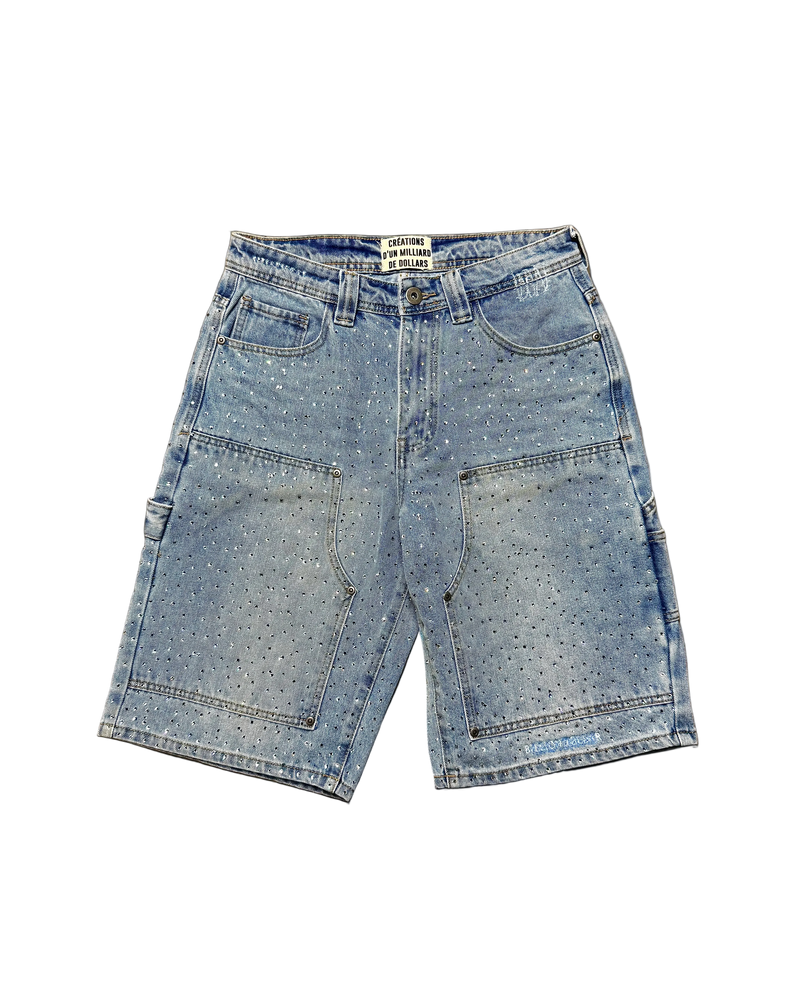 RHINESTONE BAGGY CARPENTER JORTS